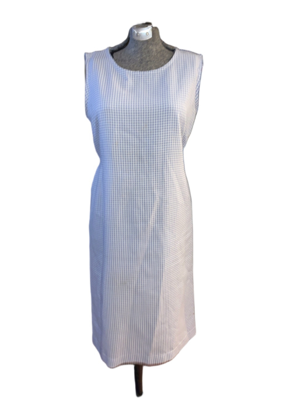 Women's SOFT WORKS Blue White Gingham Sleeveless Dress M